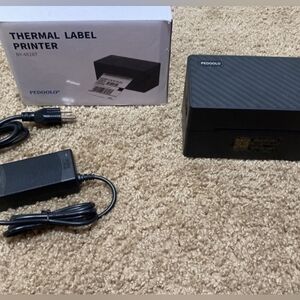 Thermal Label Printer and Roll of Pink 4x6 Shipping Labels